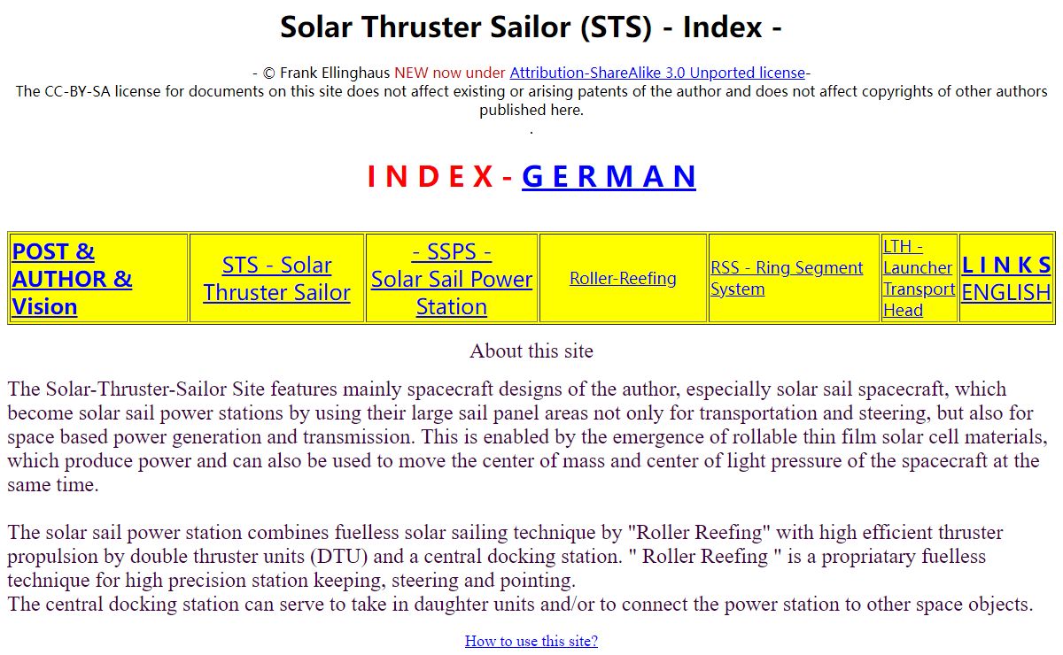 - Solar Thruster Sailor (STS) - Solar Sail with thruster ring a reusable space craft