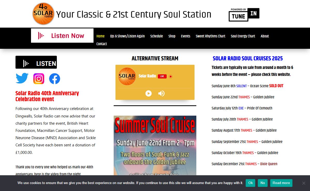Solar Radio - UK's Number One soul, jazz-funk, disco, soulful house, neo-soul and RnB music radio station, great soul since 1984