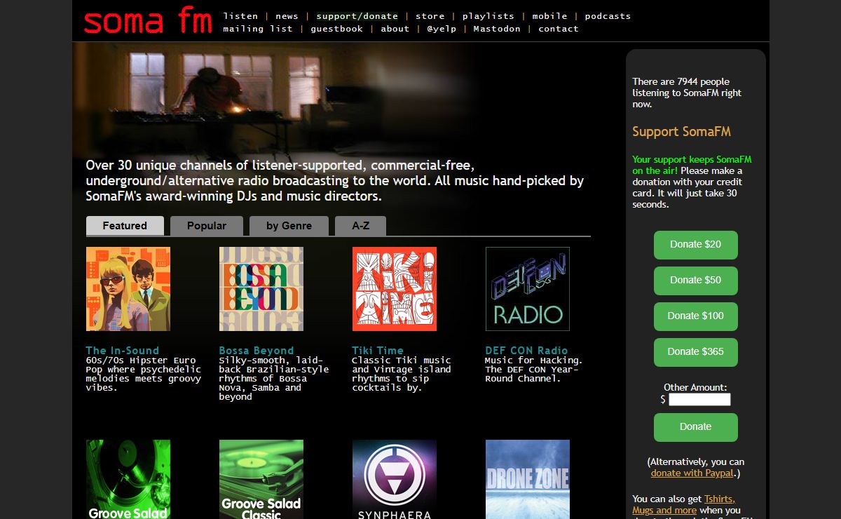 SomaFM: Commercial-free, Listener-supported Radio