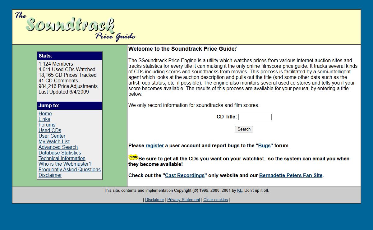 Soundtrack Price Guide: Score CD Evaluator and Used CD Locator