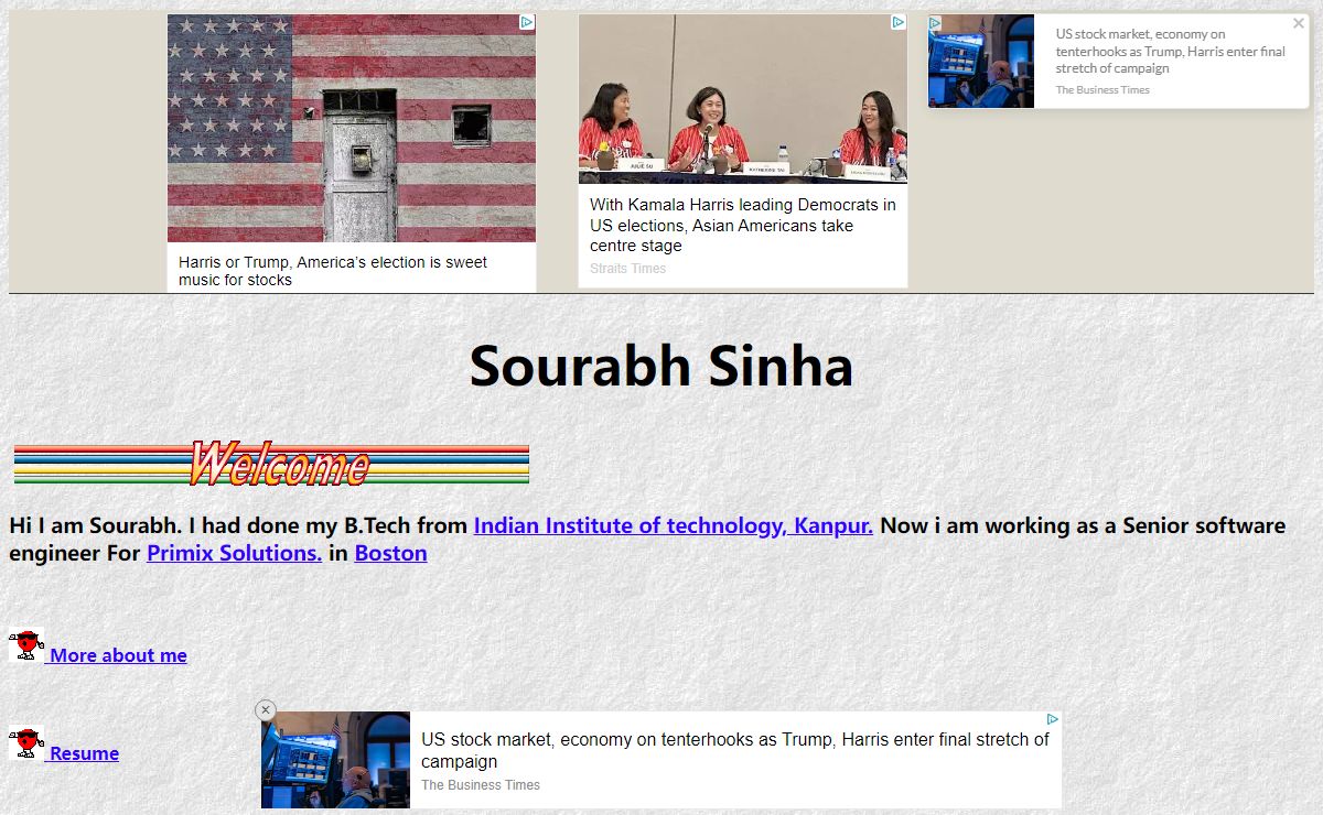 Sourabh Sinha's Homepage
