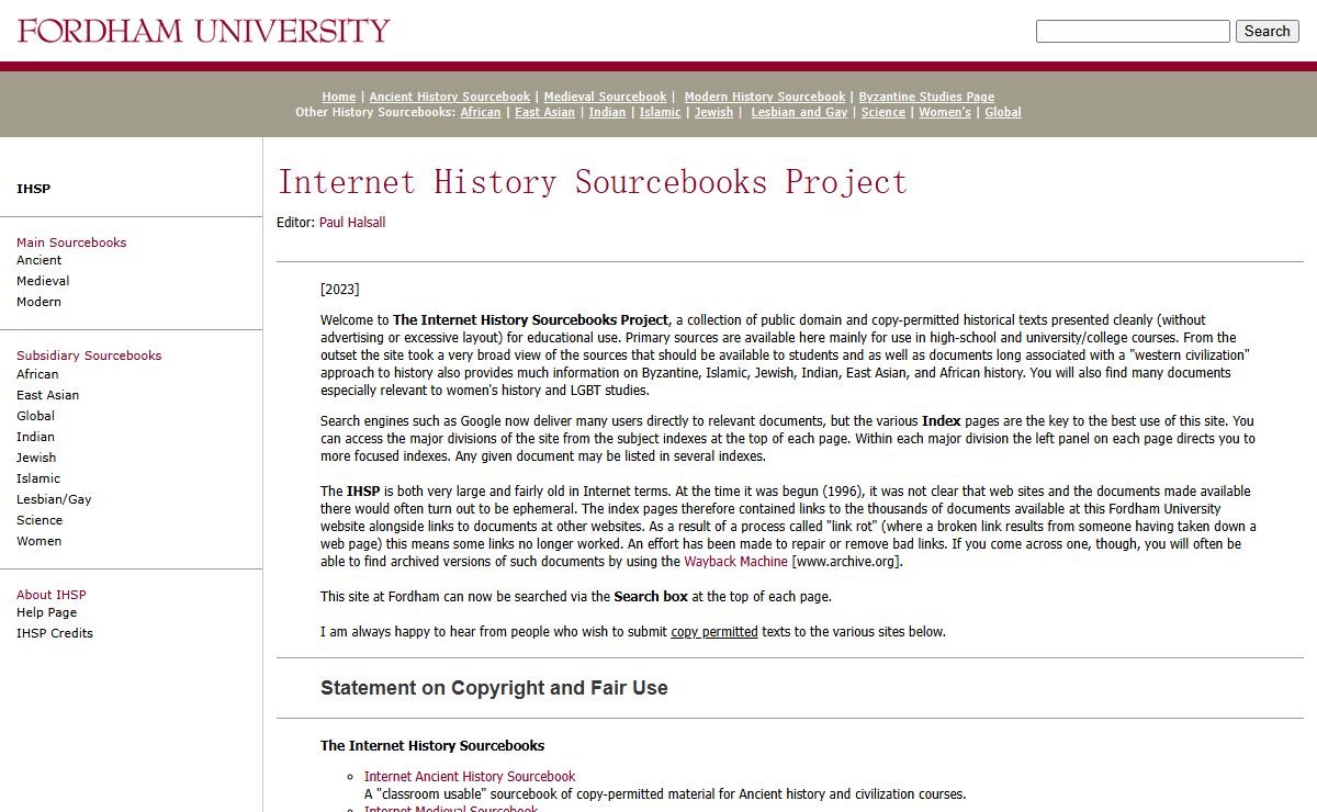 Internet History Sourcebooks Project