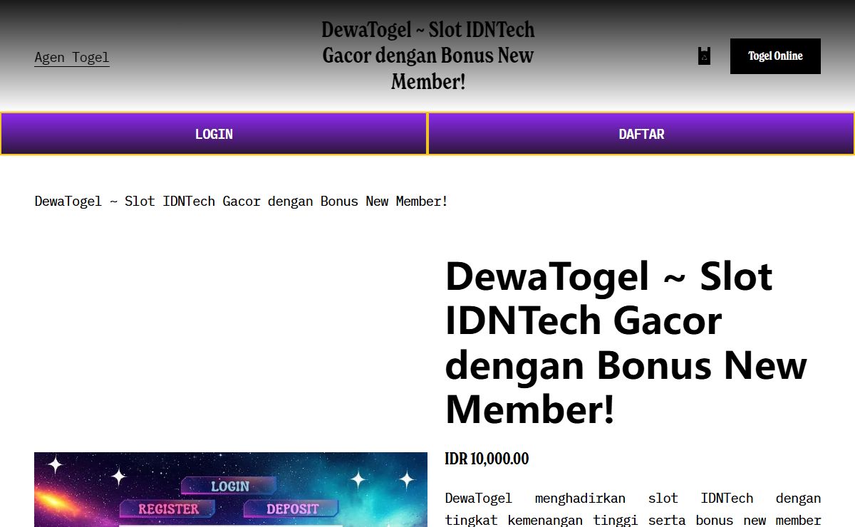 DewaTogel ~ Slot IDNTech Gacor dengan Bonus New Member!