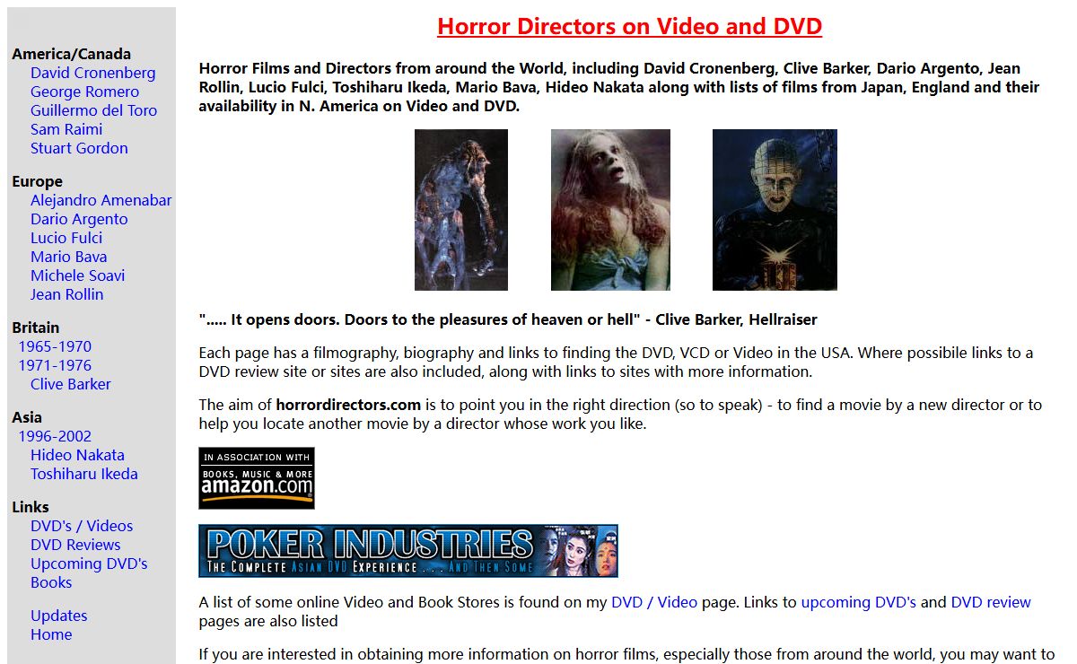 Horror Directors on Video and DVD