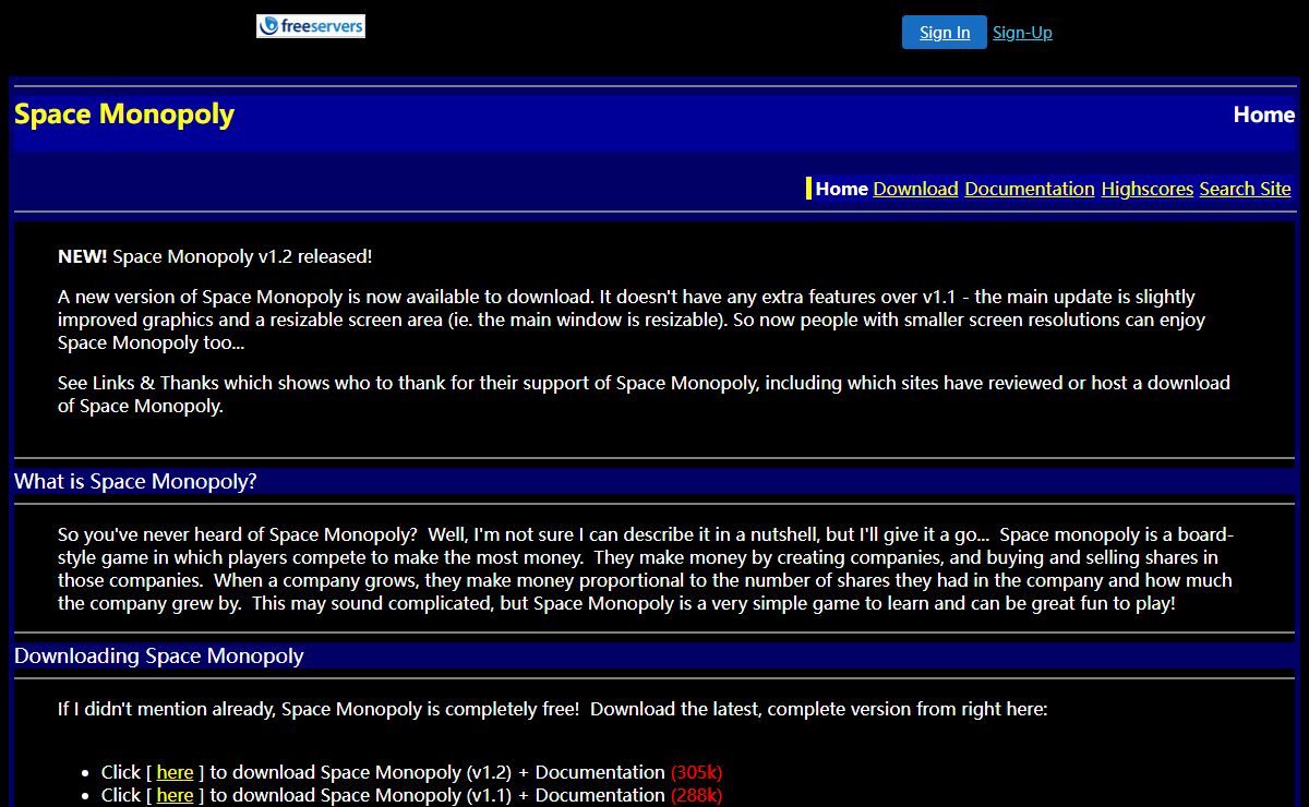 Space Monopoly - The freeware game of buying and selling shares