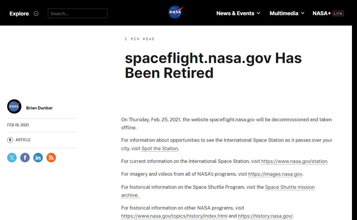 spaceflight.nasa.gov Has Been Retired - NASA