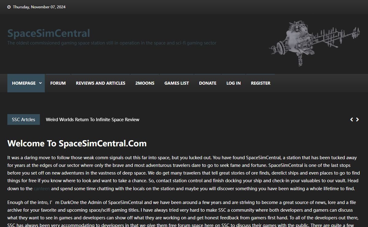 SpaceSimCentral – The oldest commissioned gaming space station still in operation in the space and sci-fi gaming sector