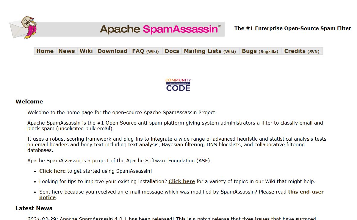 Apache SpamAssassin: Welcome
