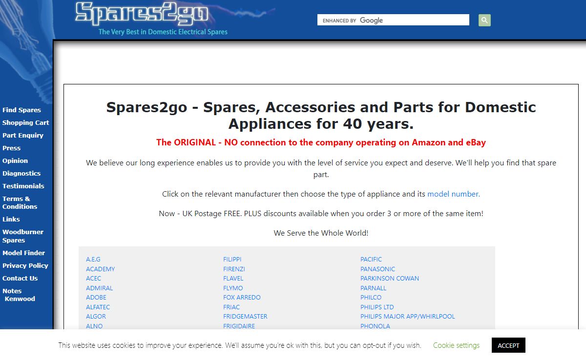 default - Spares2Go Spares2Go, spares and parts for domestic appliances