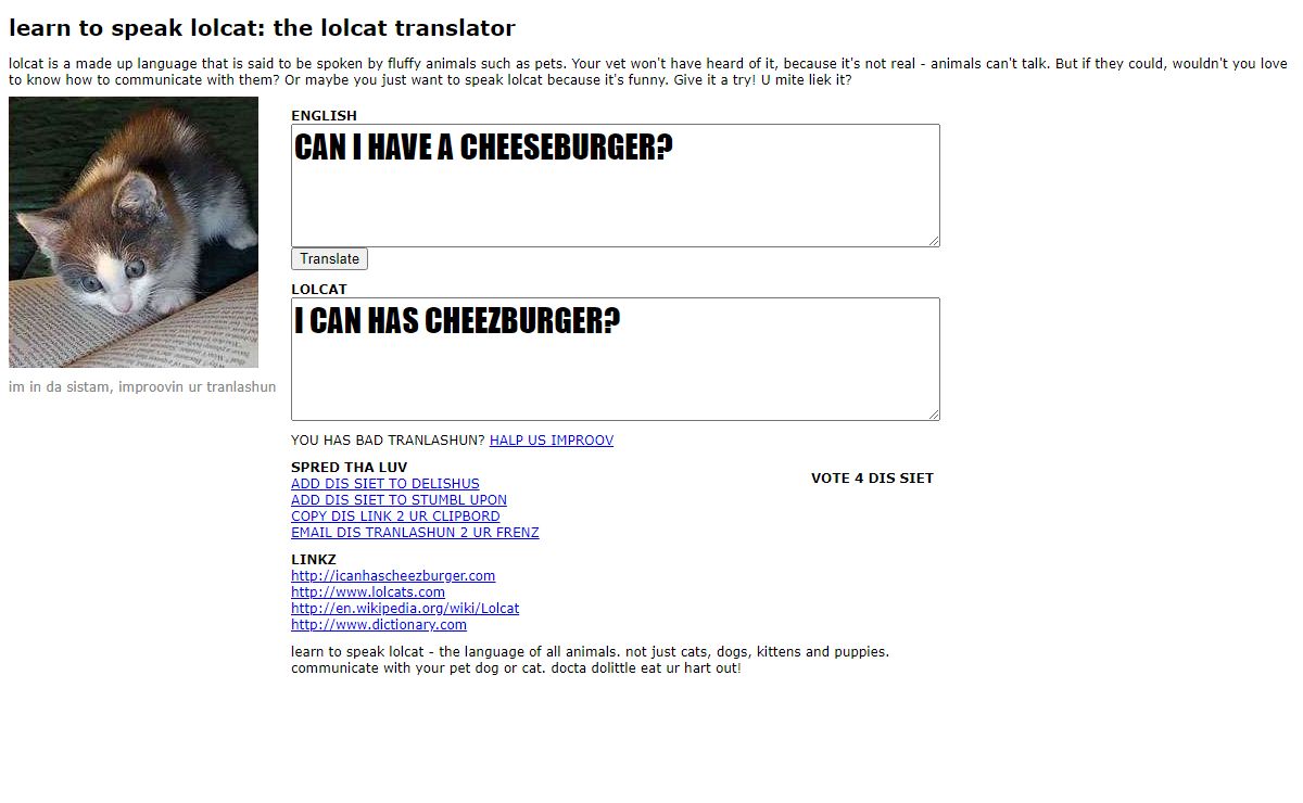 speak lolcat - lolcat translator
