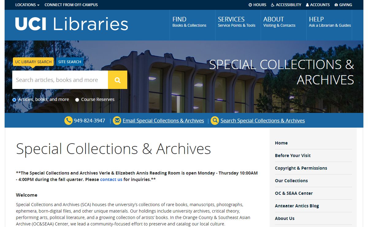 Special Collections & Archives | UCI Special Collections & Archives