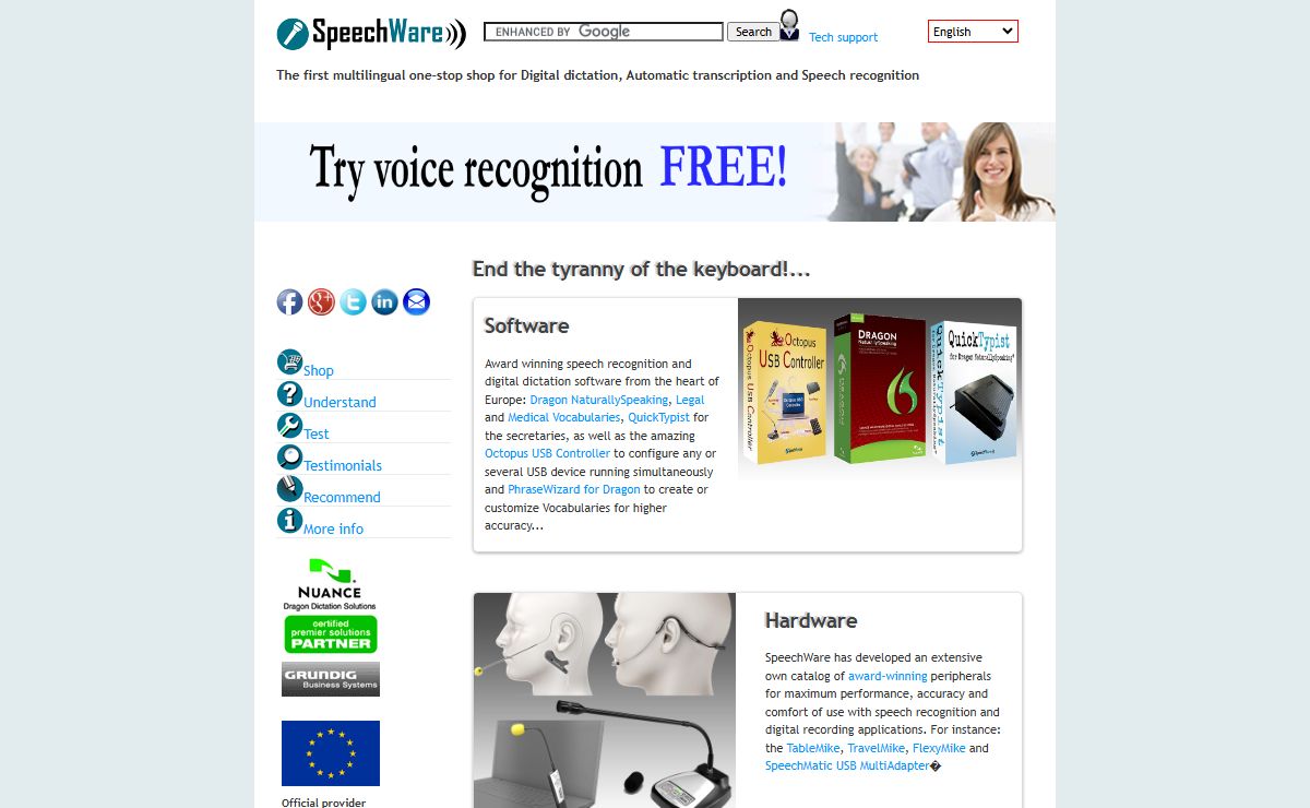 SpeechWare — Speech recognition, Digital dictation and Automatic transcription