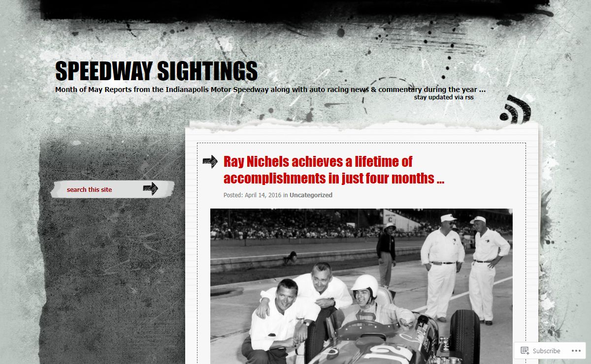 Speedway Sightings | Month of May Reports from the Indianapolis Motor Speedway along with auto racing news & commentary during the year …