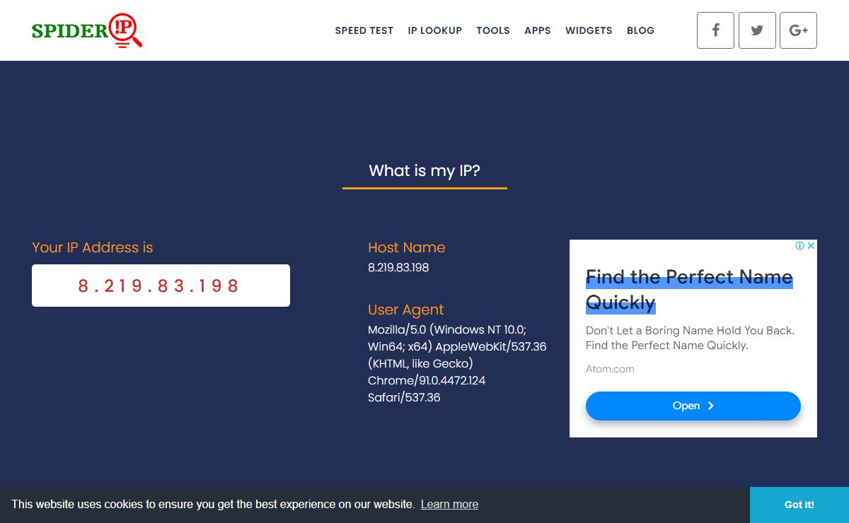 Spiderip - whatismyip | IP | What is my IP | real IP | MyIP | GetMyIP | Public IP4 Address