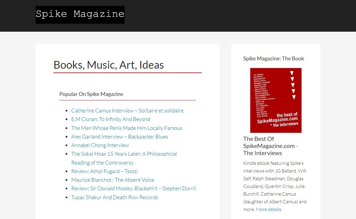 Books, Music, Art, Ideas - Spike Magazine