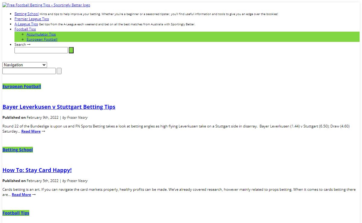 Free Football Betting Tips - Sportingly Better