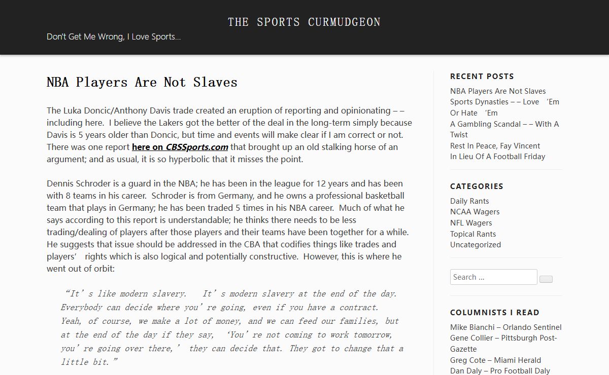 The Sports Curmudgeon