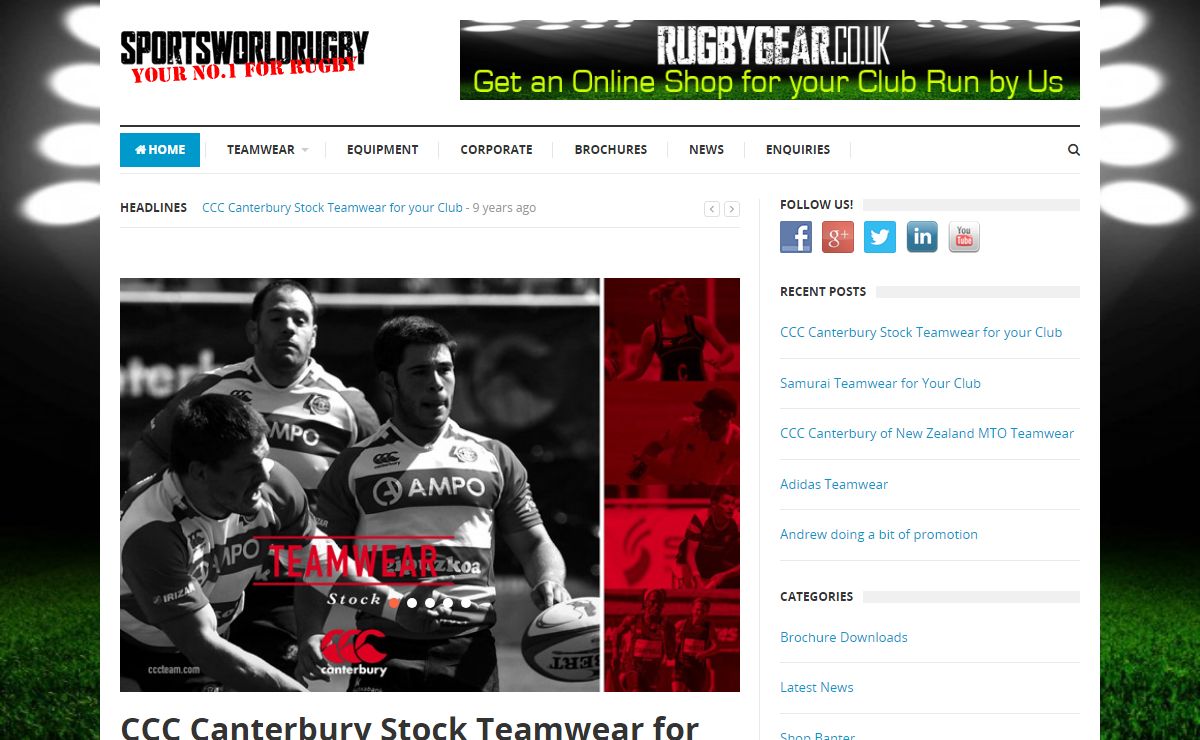 Rugby Team Shirts Teamwear Kit Equipment Safety