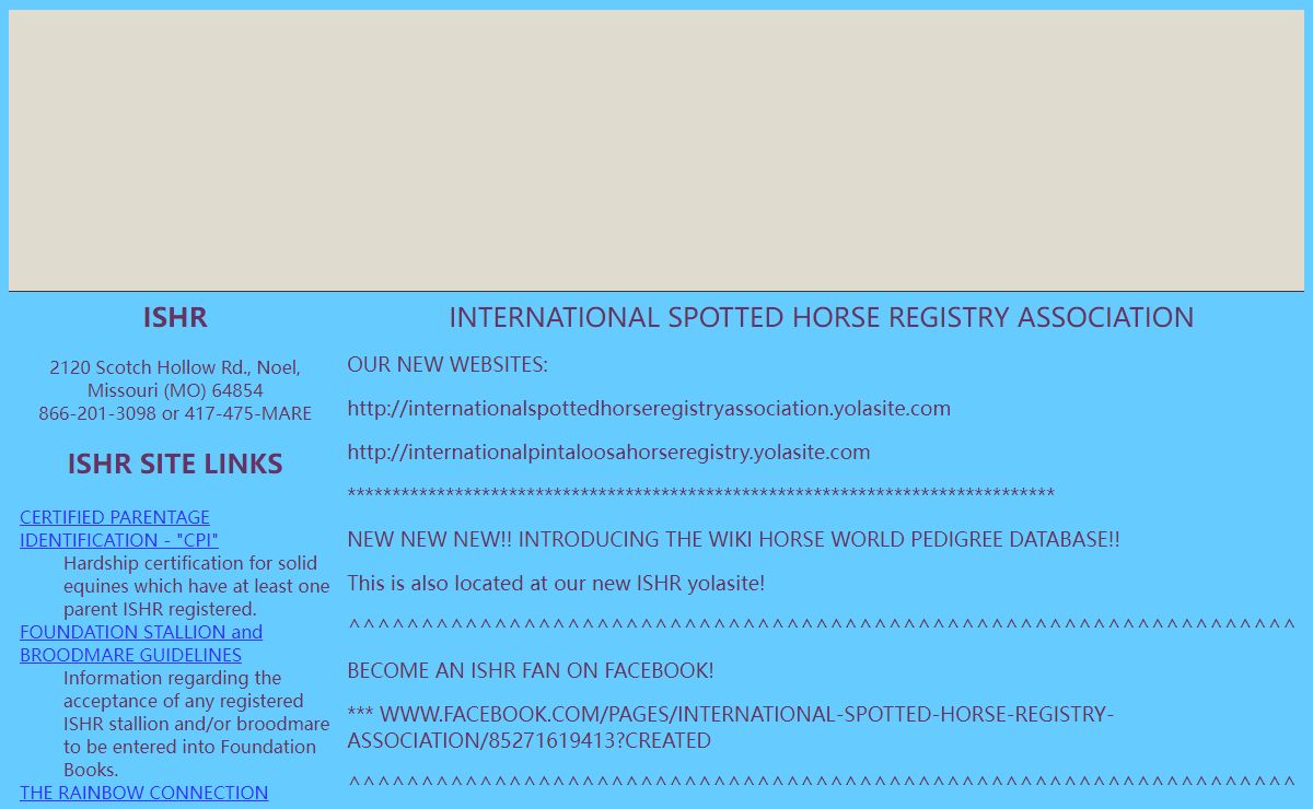 SPOTTED HORSE REGISTRY ASSOCIATION