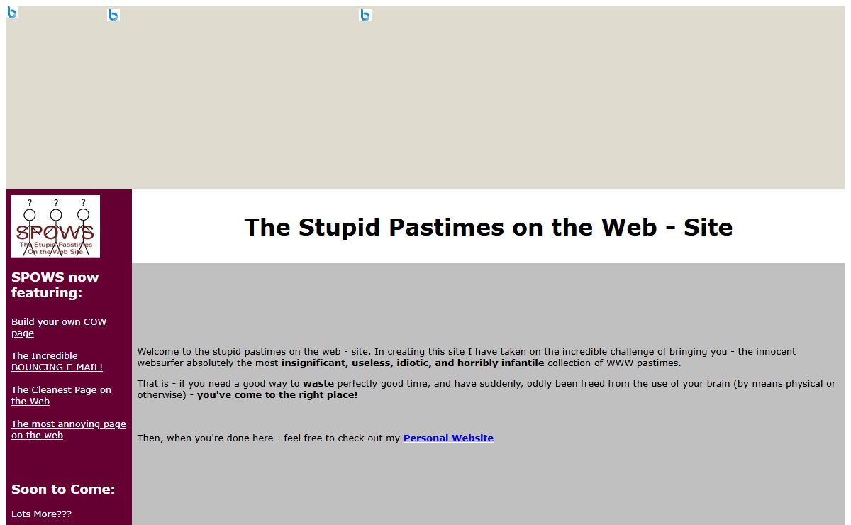 The Stupid Pastimes on the Web Site