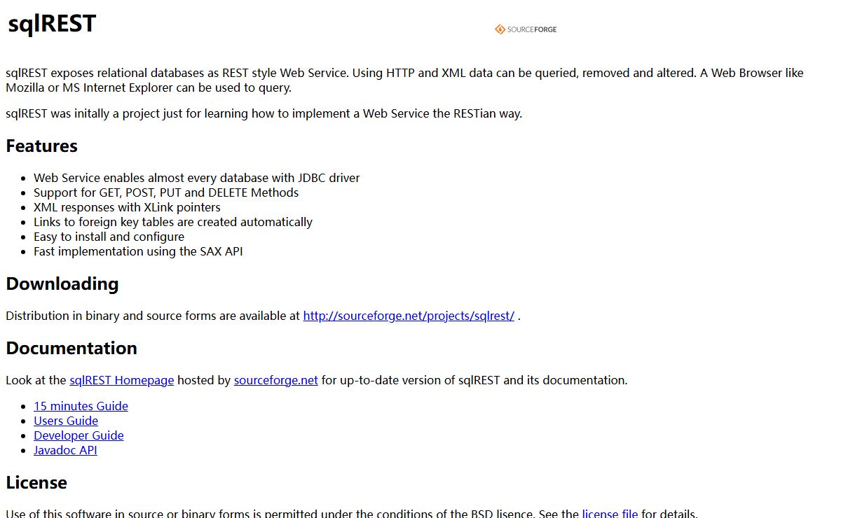 sqlREST Enabler for REST Web Services