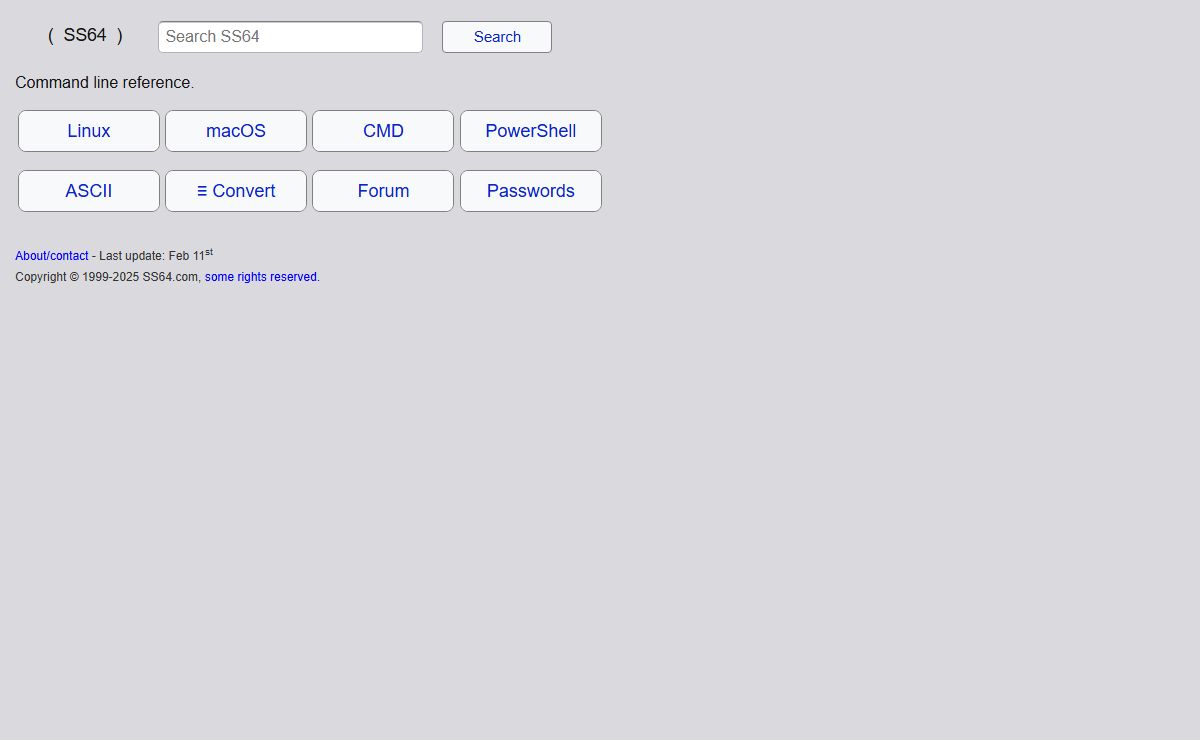 SS64 Command line reference