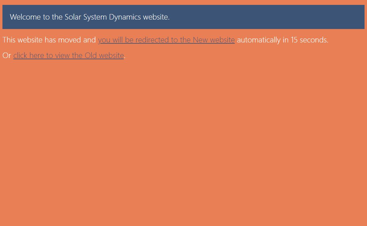 Solar System Dynamics Website has Moved
