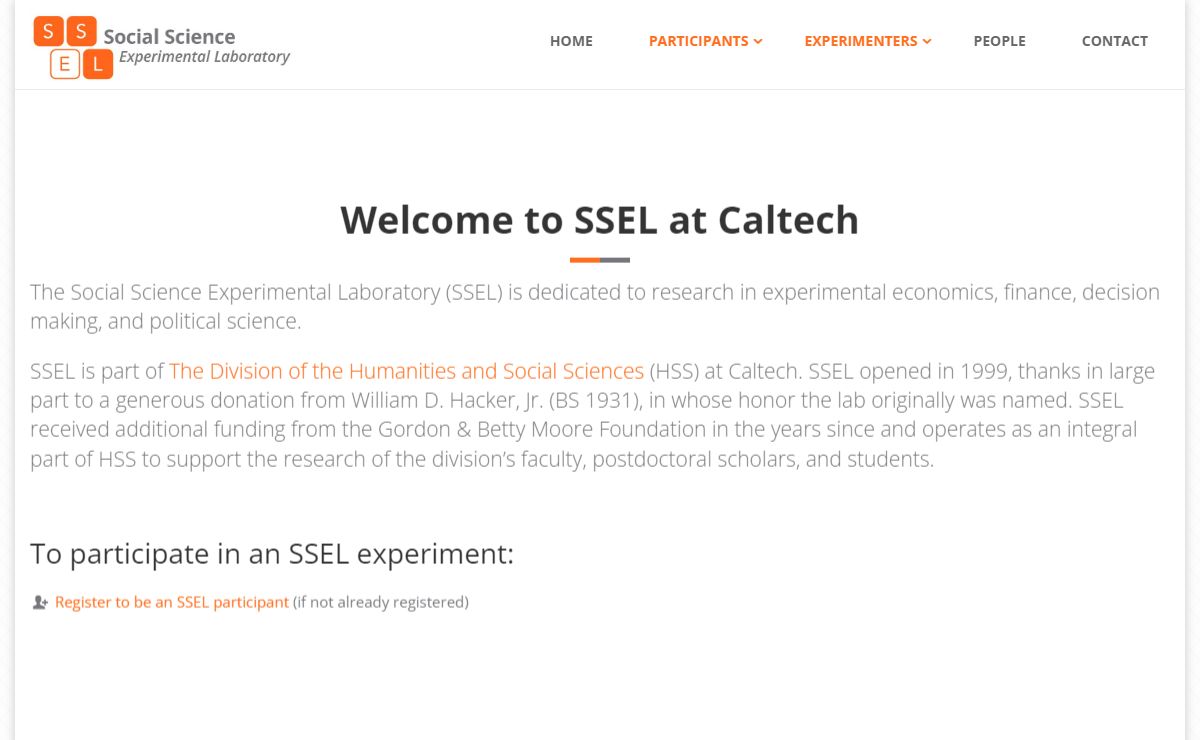 SSEL | Social Science Experimental Laboratory