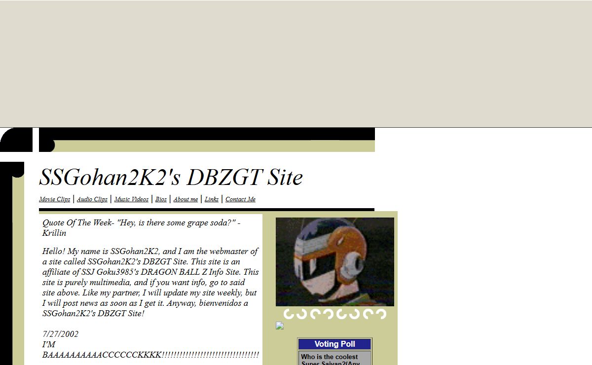 SSGohan2K2's DBZGT Site