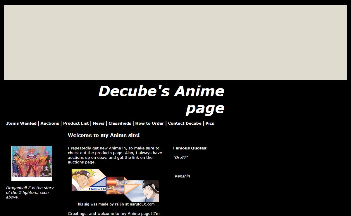 Decube's Anime page
