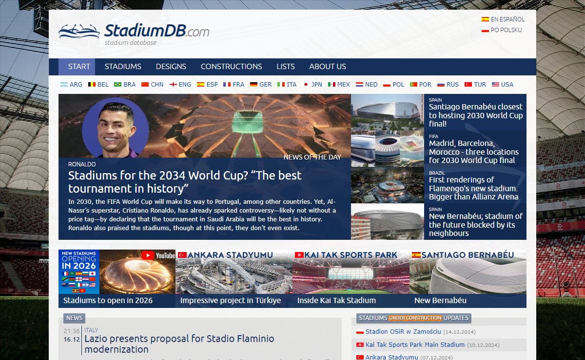StadiumDB.com – Database of Football Stadiums