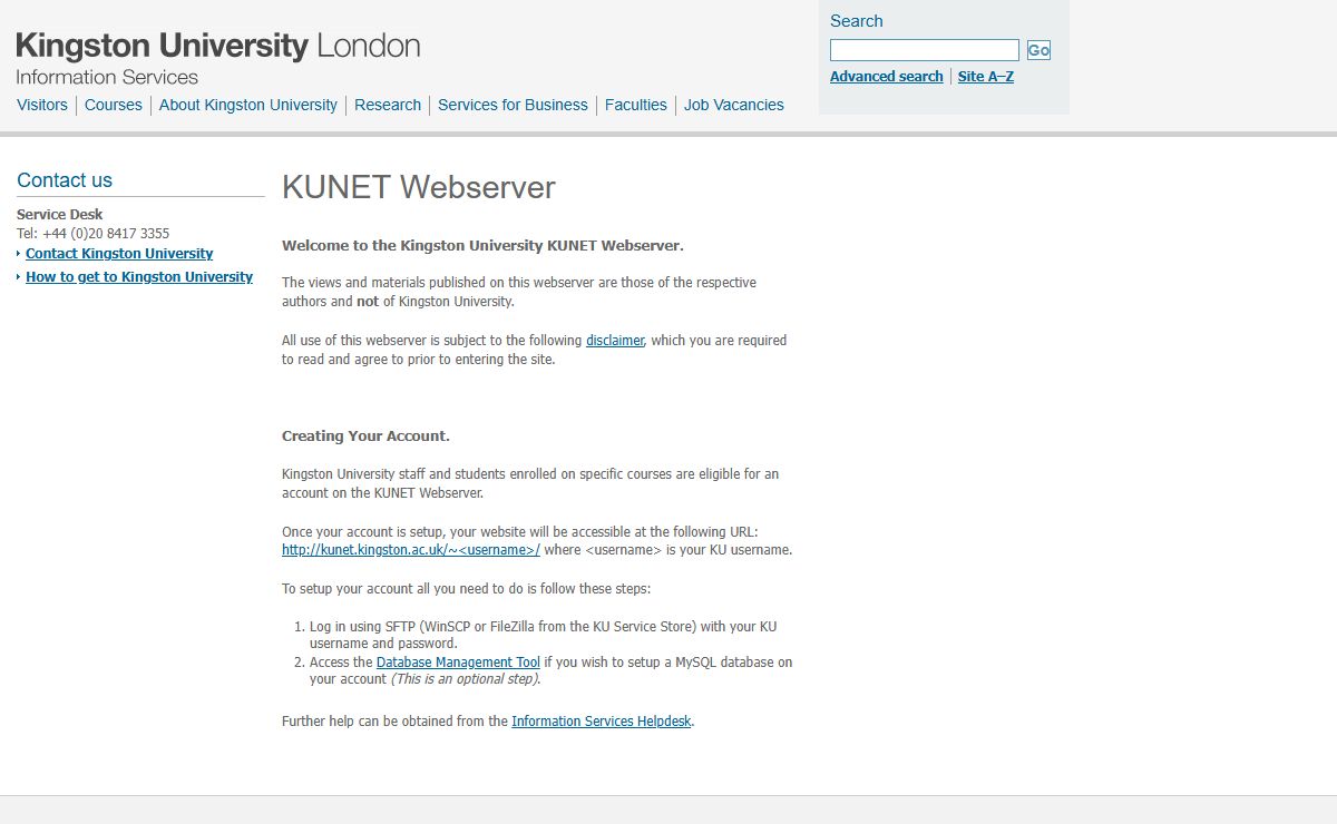 KUNET Webserver - Kingston University London