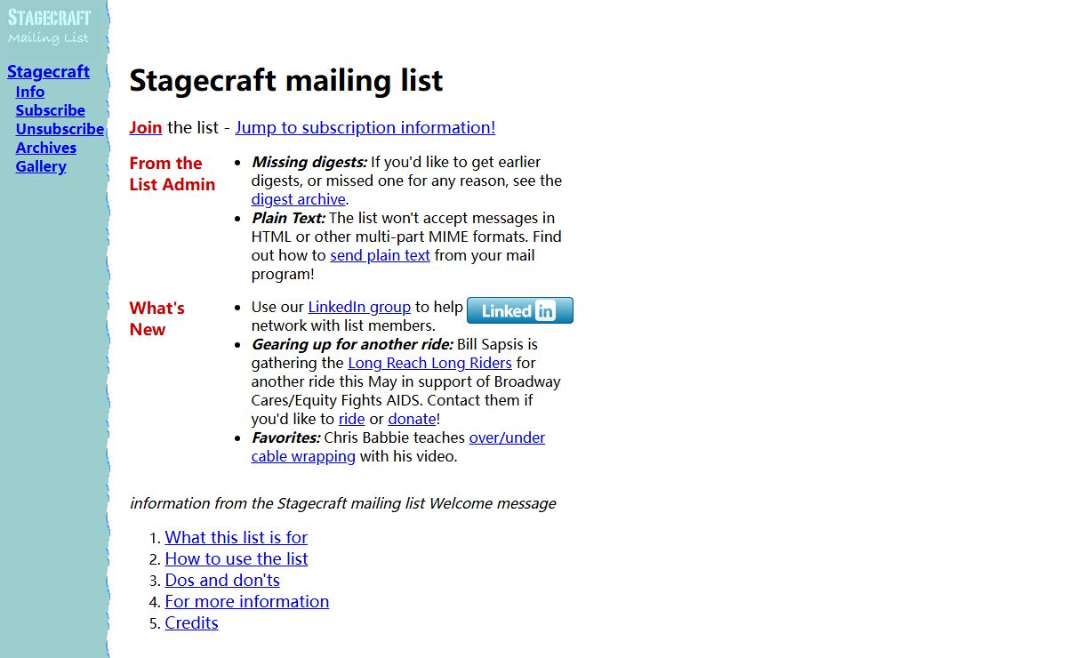 Stagecraft Mailing List