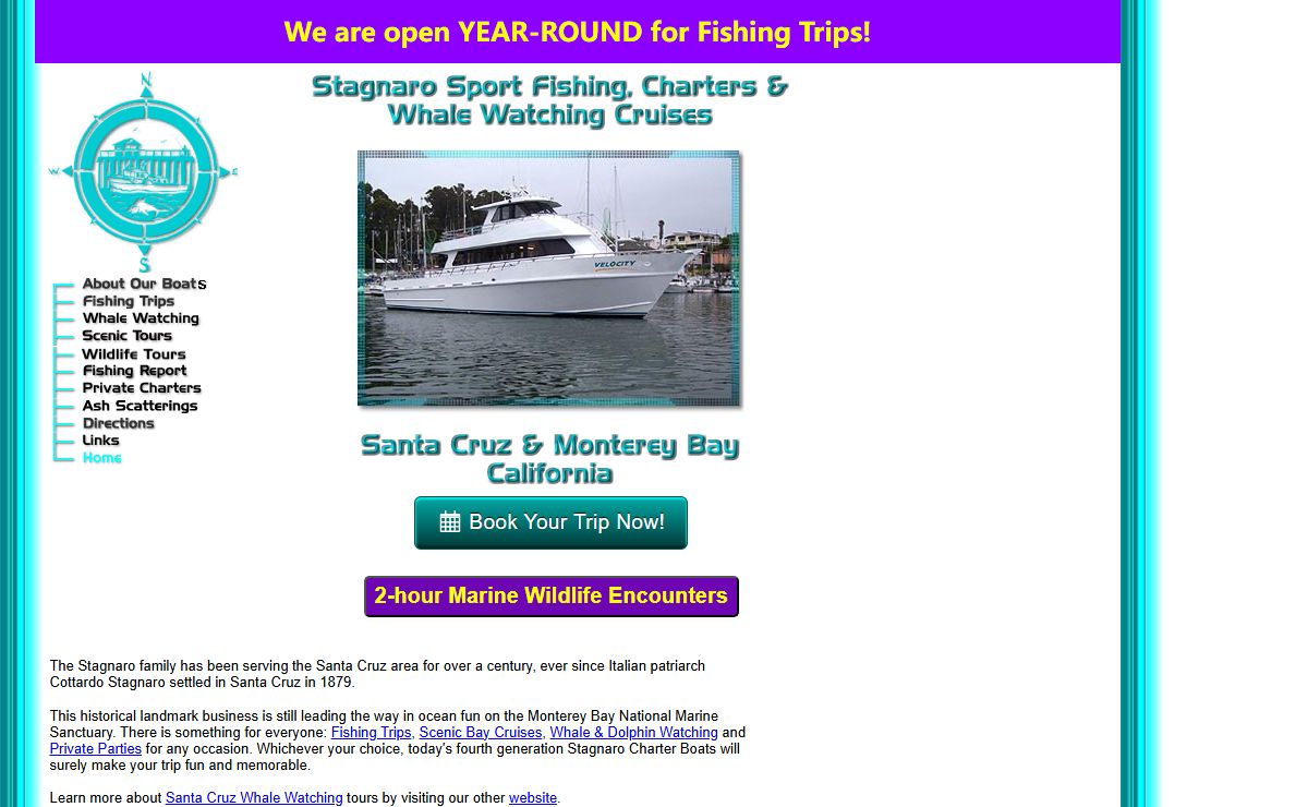 Santa Cruz Sport Fishing, Private Fishing Charters and Whale Watching Cruises, Stagnaro Sport Fishing, Monterey Bay, California (CA)