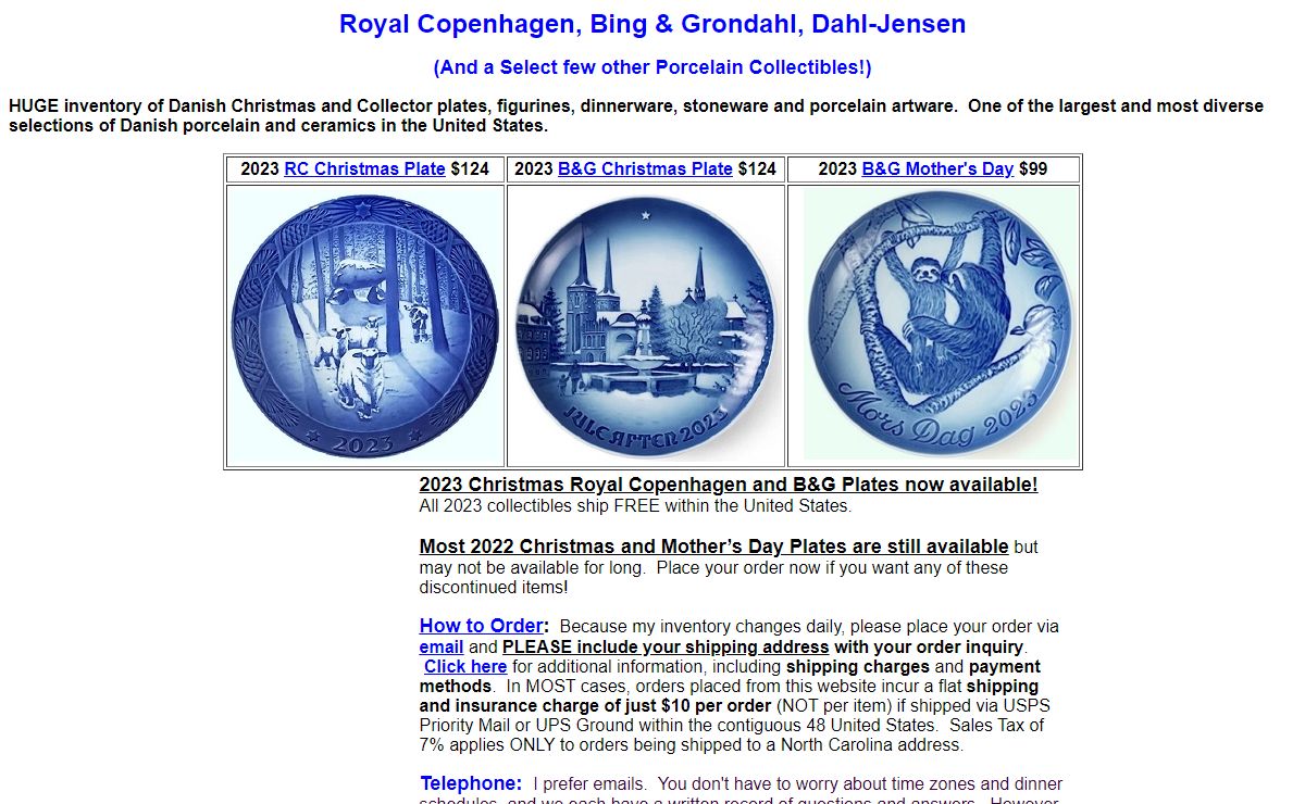 Royal Copenhagen, Bing &Grondahl, Dahl-Jensen Online
