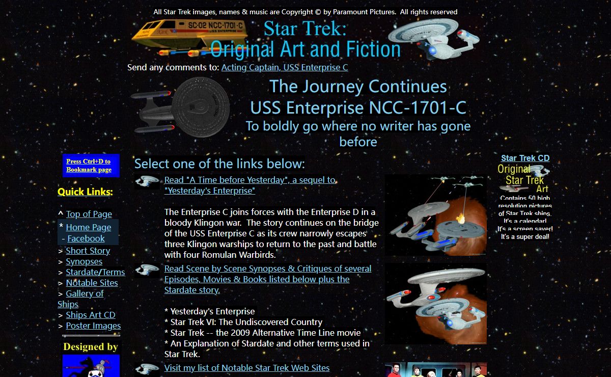 Star Trek: Original Art and Fiction - USS Enterprise C - The Adventure Continues