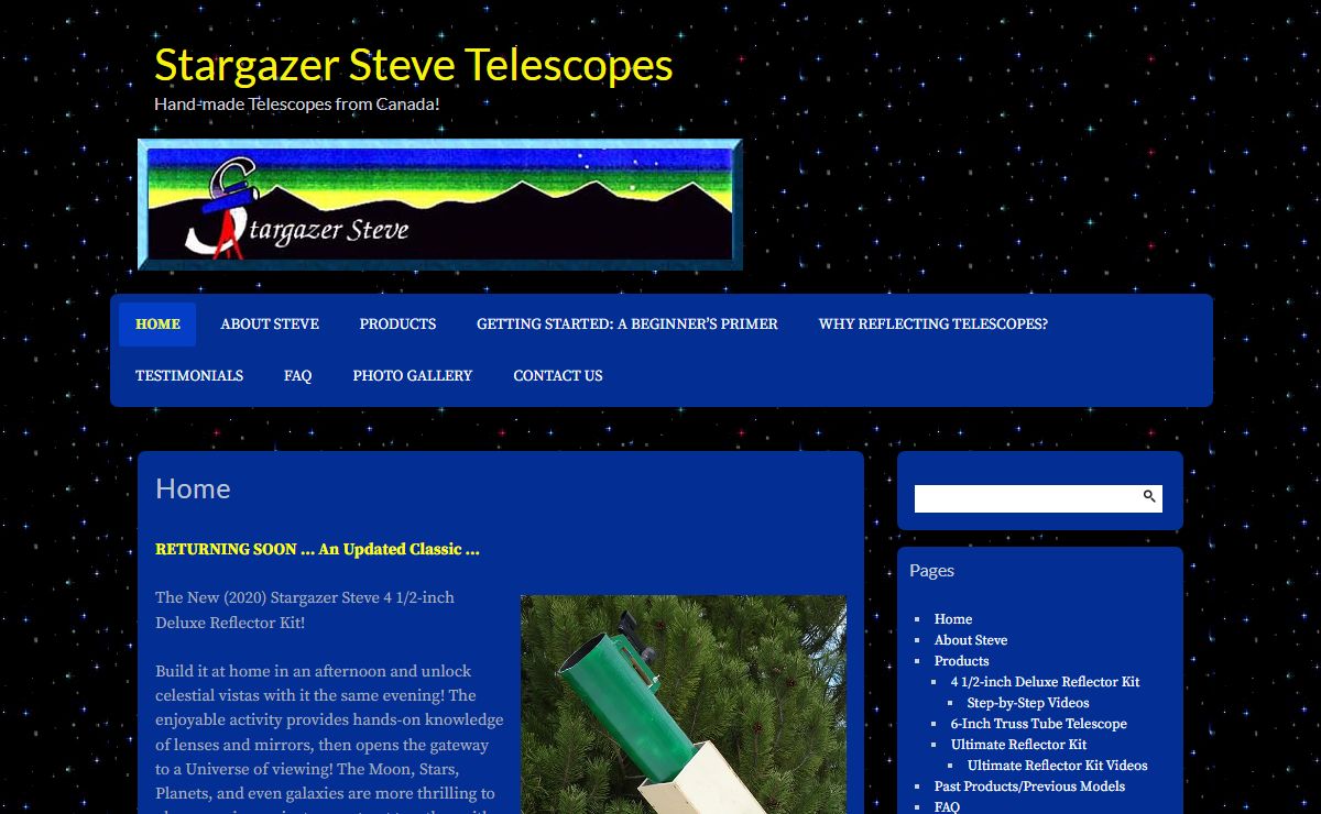 Stargazer Steve Telescopes | Hand-made Telescopes from Canada!