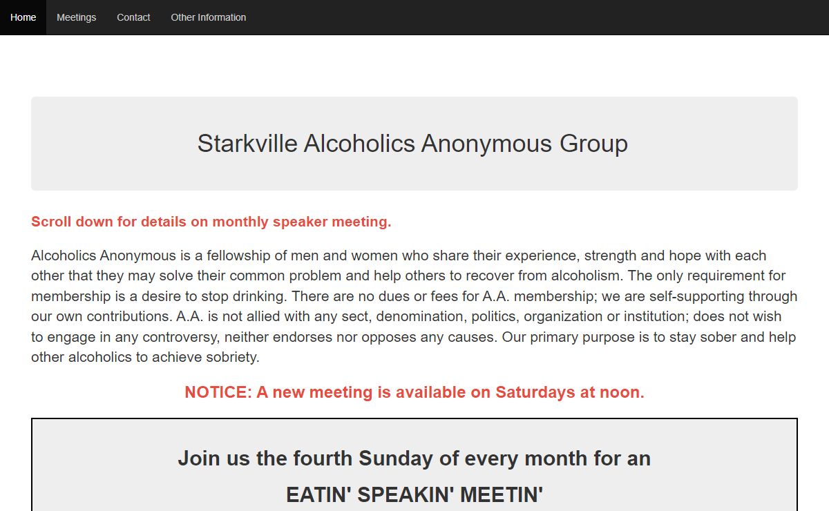 Starkville AA Group Meetings - Alcoholics Anonymous in Starkville, Mississippi