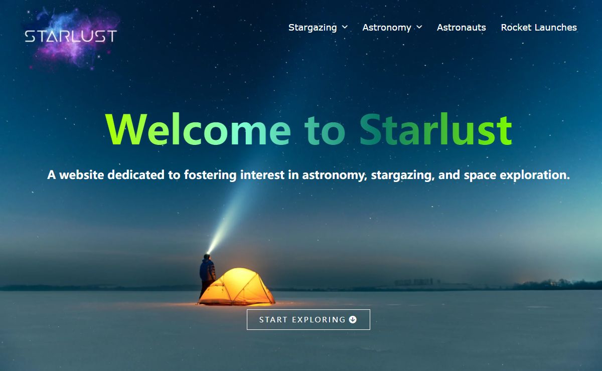 StarLust - A Website for People with a Passion for Astronomy, Stargazing, and Space Exploration.
