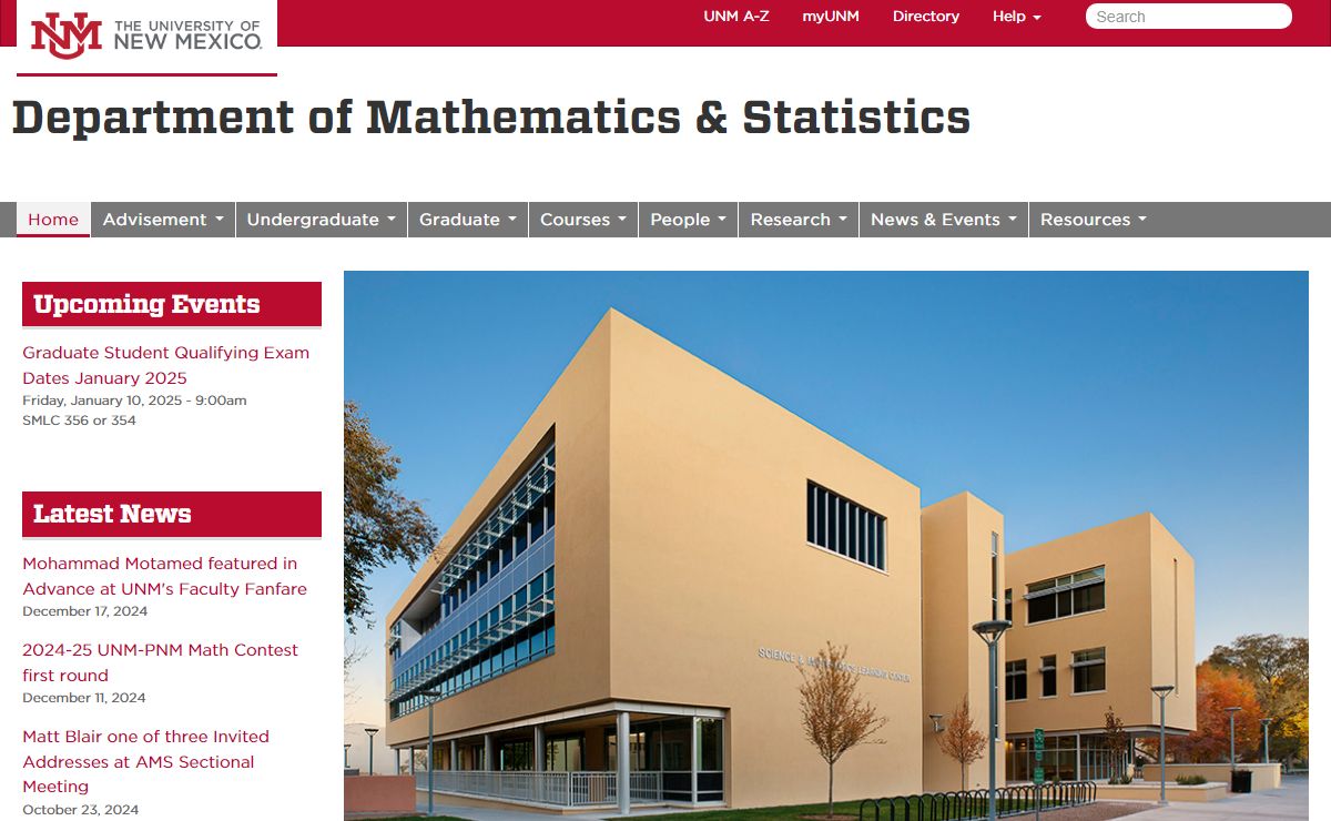The Department of Mathematics & Statistics | Department of Mathematics & Statistics