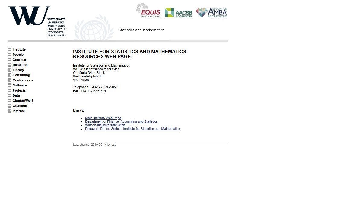 Institute for Statistics and Mathematics: Resources Web Page