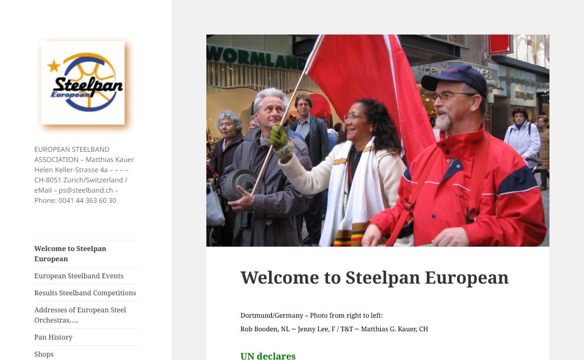 EUROPEAN STEELBAND ASSOCIATION – Matthias Kauer Helen Keller-Strasse 4a – – – – CH-8051 Zürich/Switzerland / eMail – ps@steelband.ch – Phone: 0041 44 363 60 30