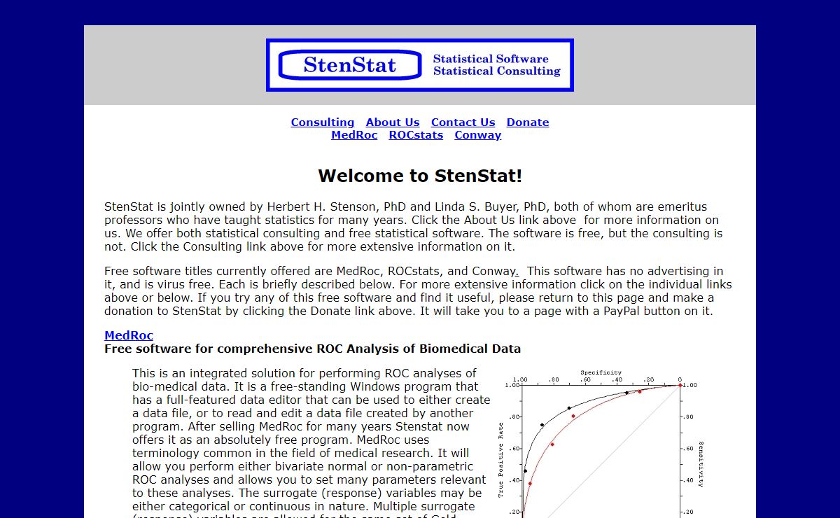 ROC analysis software and statistical consulting by StenStat