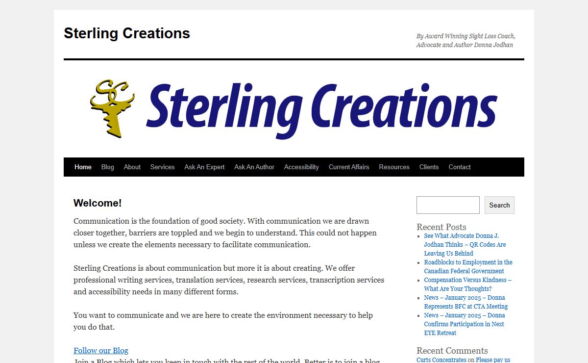 Sterling Creations | By Award Winning Sight Loss Coach, Advocate and Author Donna Jodhan
