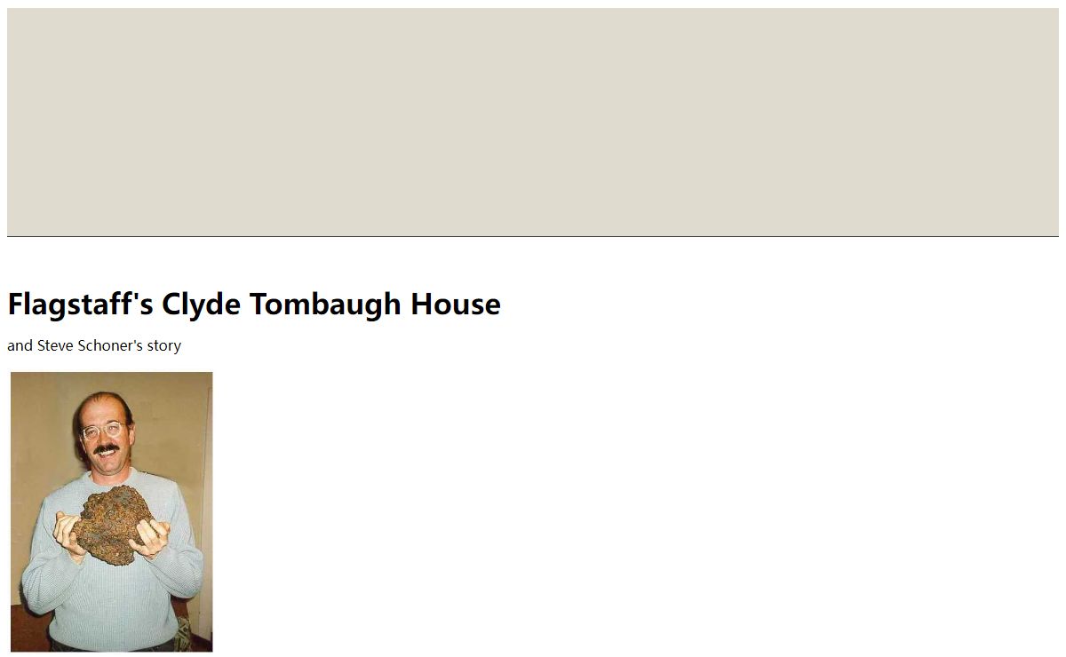 Flagstaff's Clyde Tombaugh House and Steve Schoner's story