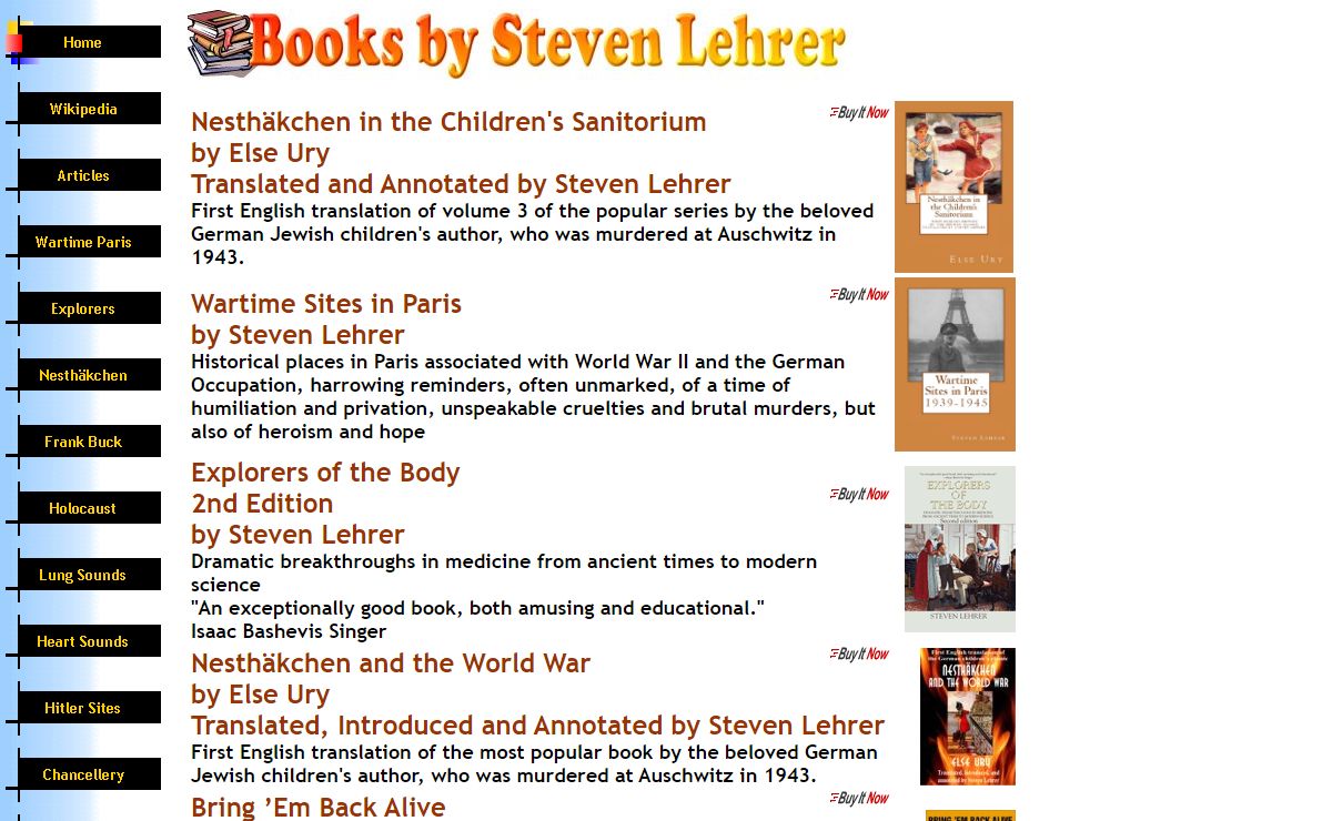 Books by Steven Lehrer, Auscultation Breath Lung Pediatric Heart Sounds Wannsee House Conference Frank Buck