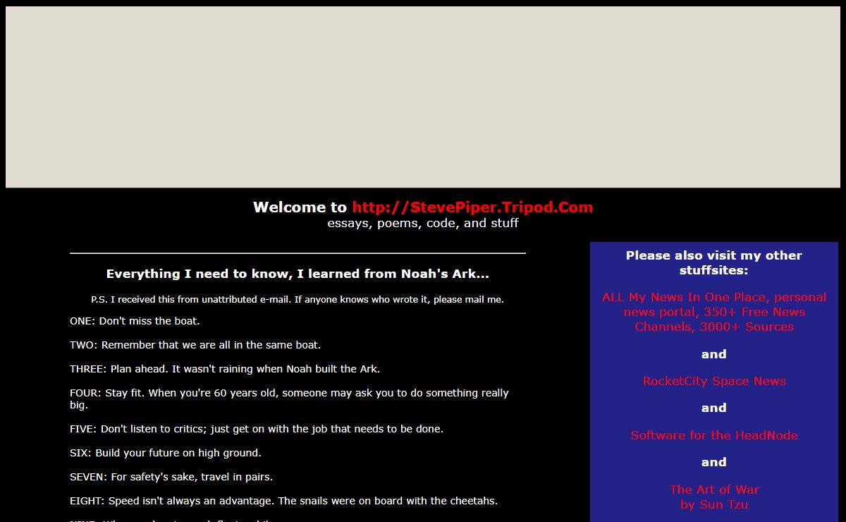 Steve's Stuff: essays, poems, code, and stuff