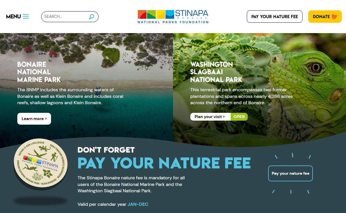 Pay your nature fee by Stinapa Bonaire - Nature fee Bonaire