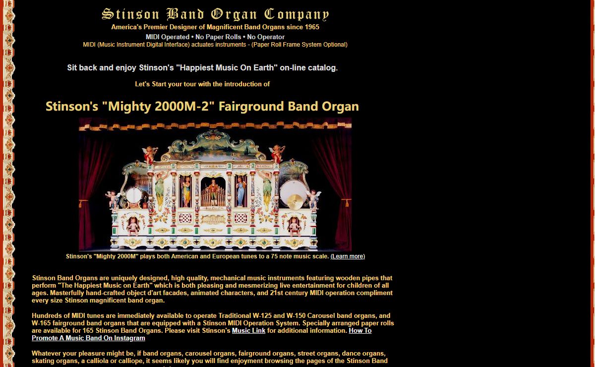 Stinson Band Organ Co. MIDI Carousel/Fairground Band Organs & Music