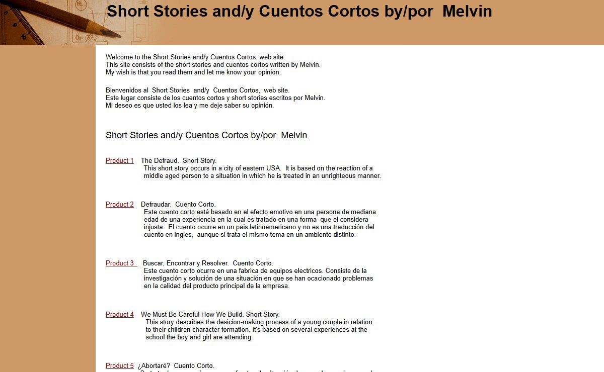 Short Stories and/y Cuentos Cortos by/por Melvin